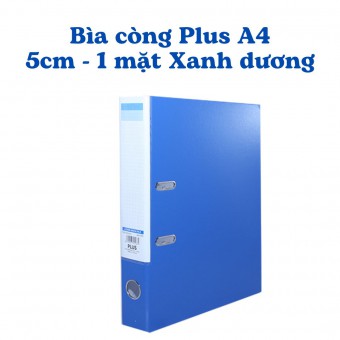Bìa còng Plus A4 5cm 1 mặt si - xanh dương